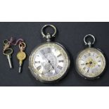 A silver cased keywind open-faced gentleman's pocket watch, with a gilt cylinder movement,