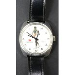 A Depraz Muhammed Ali steel backed gentleman's wristwatch, the signed circular dial with centre