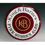 A King & Barnes Fine Sussex Ales circular enamel advertising sign, diameter 46cm. Provenance: from