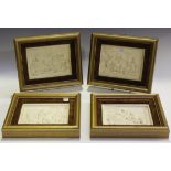 A set of four late 19th/early 20th century cast plaster rectangular plaques depicting bacchanalian