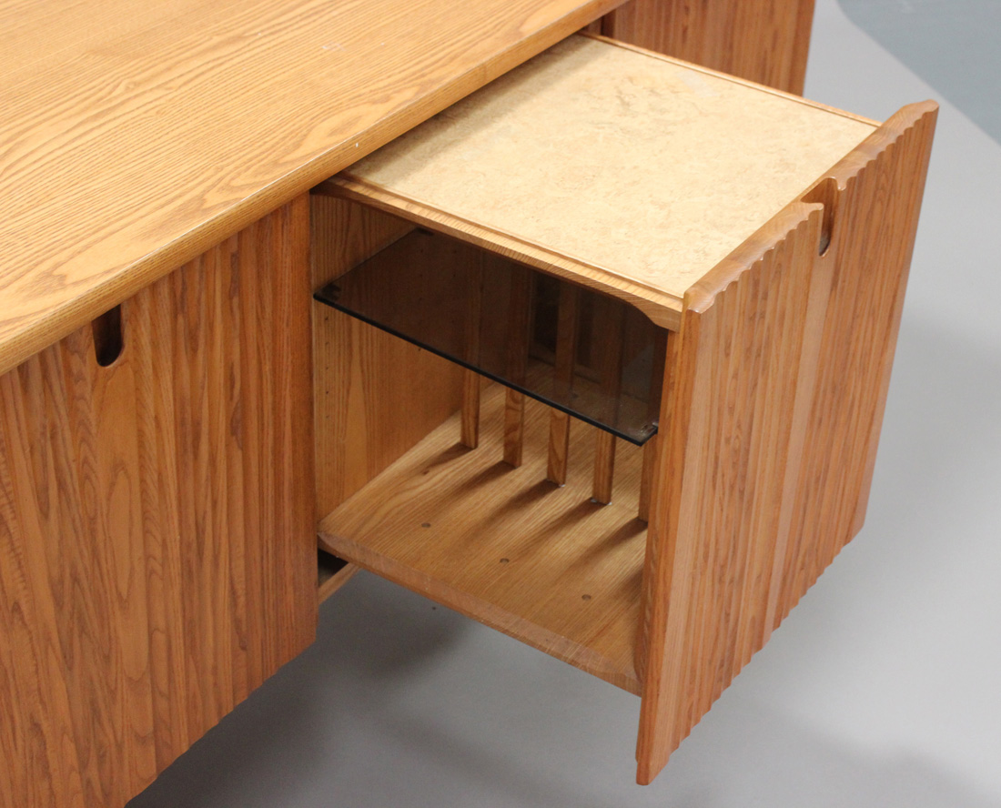 A late 20th century elm Ercol dining room suite, comprising a sideboard, height 74cm, length - Image 3 of 4