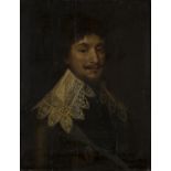 Anglo-Dutch School - Portrait of a Nobleman with Lace Collar and Blue Sash, 17th century oil on