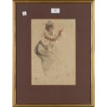 Albert Besnard - Study of a Lady, conté and chalk, signed with monogram, 29cm x 19.5cm.