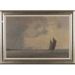 Kenneth Denton - 'Sunlight and Squall off Harwich', oil on board, signed recto, titled and labels