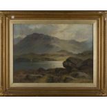 Charles Stuart - Highland Loch Scene, 19th century oil on canvas, signed, 44cm x 59.5cm, within a