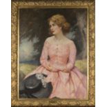 John William Schofield - 'Jonné' (Three-quarter Length Portrait of a Lady in a Pink Dress), oil on