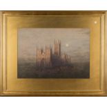 Frederick Edward Joseph Goff - Canterbury Cathedral, watercolour with scratching out, signed and