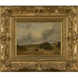 Follower of John Constable - Heath Scene, oil on panel, 21cm x 29cm, within a gilt composition