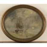 Attributed to George Chambers Junior - Steamtug towing a Man-o'-war, and Sailing Vessels in a