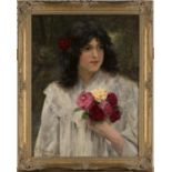 Mariquita Jenny Moberly - 'June Roses' (Portrait of a Girl, purportedly Amy Angle, née Pipe, holding