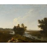 Circle of Richard Wilson - On Hounslow Heath, oil on canvas, 42.5cm x 52cm, within a gilt