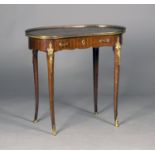 A late 19th century Louis XV style kingwood and floral marquetry kidney-shaped side table with