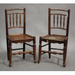 A set of eight early 19th century provincial ash and elm spindle back dining chairs, probably