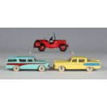 Three Dinky Toys cars, comprising a No. 173 Nash Rambler, a No. 179 Studebaker President and a No.