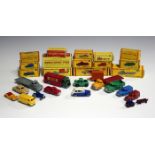 Fourteen Dublo Dinky Toys, comprising a No. 061 Ford Prefect, a No. 062 Singer Roadster, a No. 063