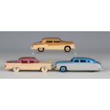 Three Dinky Toys duo colour cars, comprising a No. 171 Hudson Commodore, finished in blue and