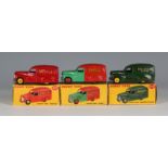 Three Dinky Toys Austin vans, comprising a No. 470 'Shell/BP', a No. 471 'Nestlé's' and a No. 472 '