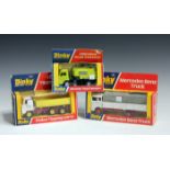 A Dinky Toys No. 432 Foden tipping wagon, a No. 449 Johnston road sweeper and a No. 940 Mercedes-