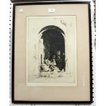 Sidney Tushingham - 'Sunshine and Shadow', early 20th century monochrome etching, signed in pencil