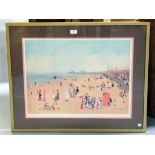 Helen Bradley - Blackpool Sands, colour print, signed in pencil and with publisher's blindstamp,