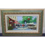 Tony Rome - Paris Street Scenes, a pair of oils on board, both signed, each 28cm x 58.5cm, both