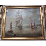 Edward A. Swan - Sailing Vessels in Coastal Waters, late 20th century oil on canvas-board, signed