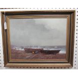 John Foulger - 'Fishing Boats in Winter, Bognor Beach', oil on board, signed recto, titled, dated