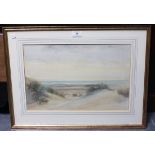 Circle of Edmund Morison Wimperis - Beach Scene, late 19th century watercolour, 28cm x 43cm,