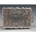 A Victorian silver rectangular vinaigrette, with overall engraved foliate scroll decoration within a