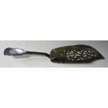 An early Victorian silver Fiddle pattern fish slice with pierced scroll blade, London 1844 by Samuel