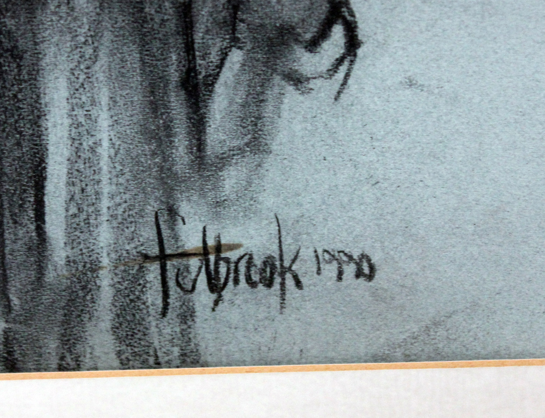 Fulbrook - Female Nude viewed from behind, charcoal, signed and dated 1990, 68cm x 46cm, within an - Image 2 of 2