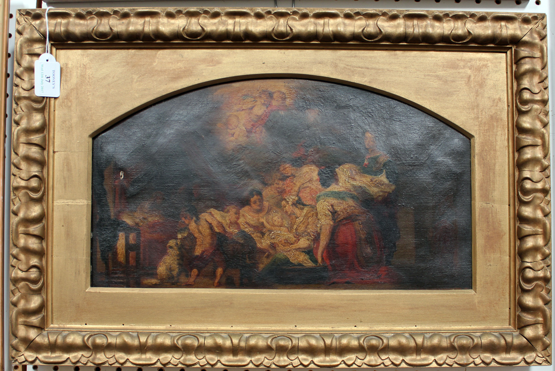 S. Lassam - The Nativity, late 19th century oil on canvas, artist's name verso, 24.5cm x 44.5cm,