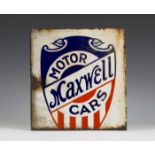 A scarce 'Maxwell Motor Cars' double-sided enamelled advertising sign, finished in blue, red and