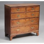 A 19th century mahogany chest of two short and three long drawers, raised on bracket feet, height