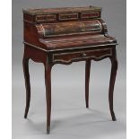 A 20th century Louis XV style stained walnut cylinder-action lady's writing desk with gilt metal