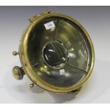 A Mesbla acetylene motor headlamp with brackets for stirrup mounting, connection for reservoir and