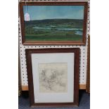 John C. Brobbel - 'View in Kent', oil on board, signed and titled verso, 23cm x 38cm, together