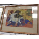 Mary Krishna - 'The Yellow Horse', watercolour and acrylic, signed recto, titled to label verso,