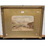 Attributed to David Cox - Tyrolean Landscape, 19th century watercolour, 24cm x 34cm, within a gilt