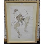 Trevor Willoughby - Semi-nude Female reclining on a Bed, watercolour and pencil, signed verso,