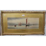 Garman Morris - 'On the Thames', watercolour and gouache, signed and titled, 19cm x 54cm, within a