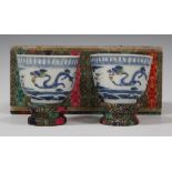 A pair of Chinese doucai porcelain wine cups, mark of Xianfeng and possibly of the period, each