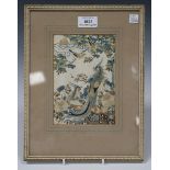 A Chinese silk embroidered rectangular panel, early 20th century, finely worked in coloured