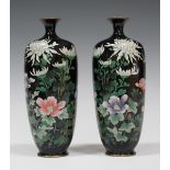 A pair of Japanese cloisonné vases, Meiji/Taisho period, each shouldered tapering body decorated