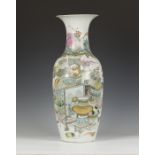 A Chinese famille rose porcelain vase, Guangxu period, by Xu Pinheng, the tapered body and flared