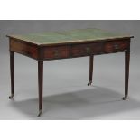 A 19th century George III style mahogany library table, the top inset with a green leather writing