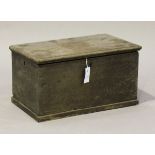 A late 19th/early 20th century oak box, the hinged lid with a double lock enclosing a candle box,