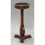 A Regency rosewood planter table, the circular top inset with a tin liner above an hexagonal