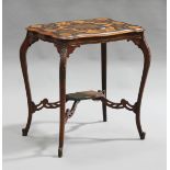 A late Victorian walnut occasional table, the shaped top with overall Tunbridge ware style mosaic