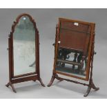 A 19th century mahogany swing frame mirror, height 68cm, width 45cm, together with a Queen Anne